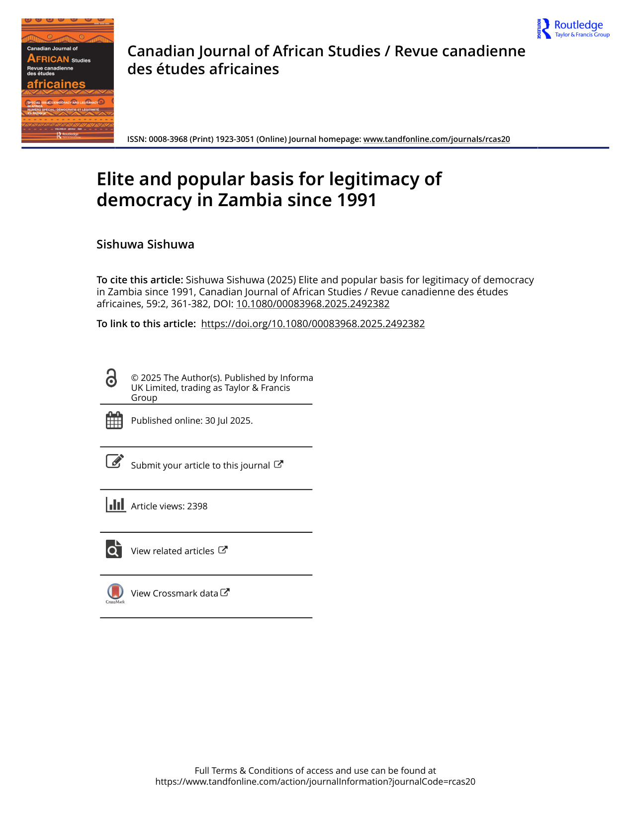 Elite and popular basis for legitimacy of democracy in Zambia since 1991 cover