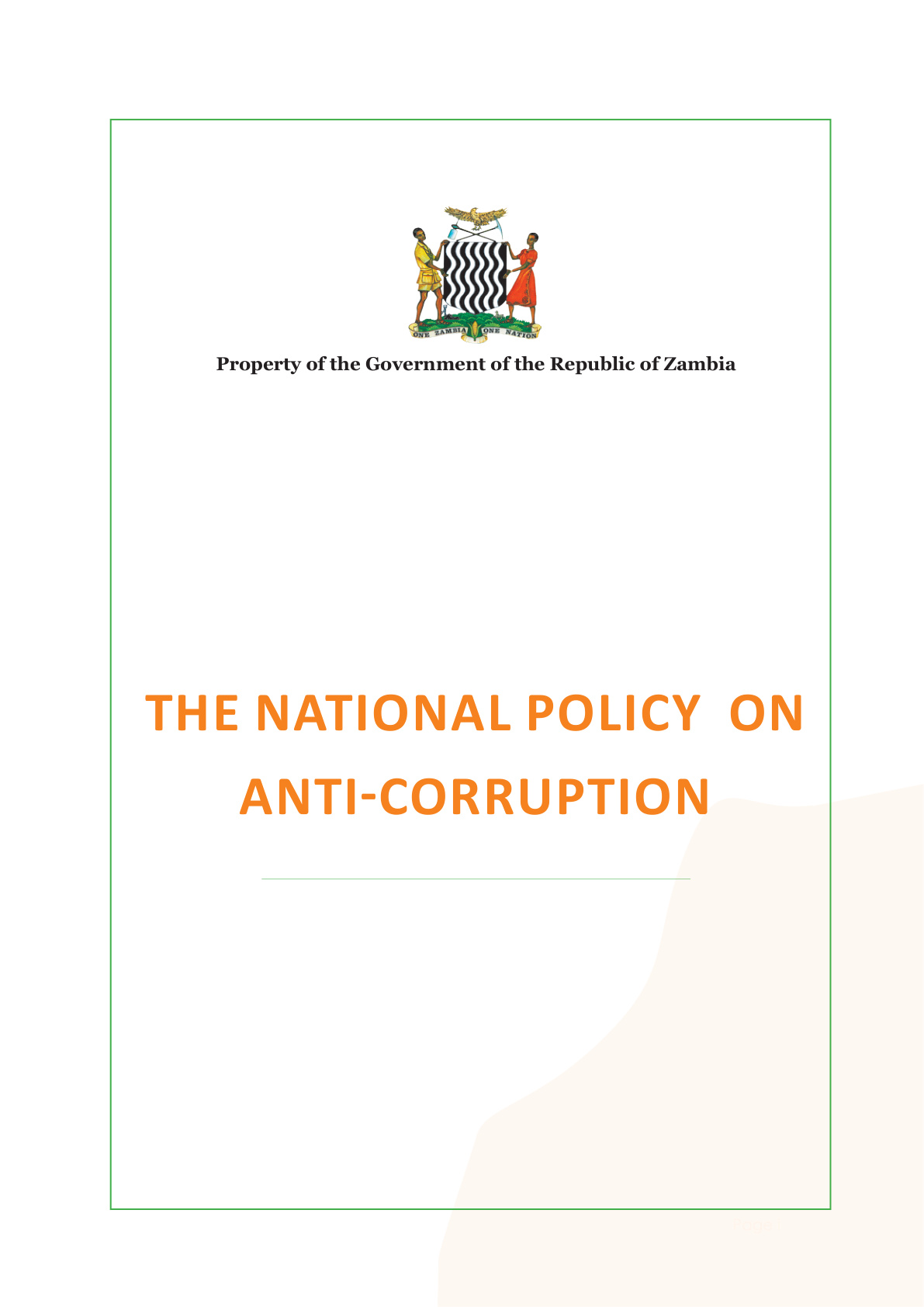 The National Policy on Anti-Corruption cover
