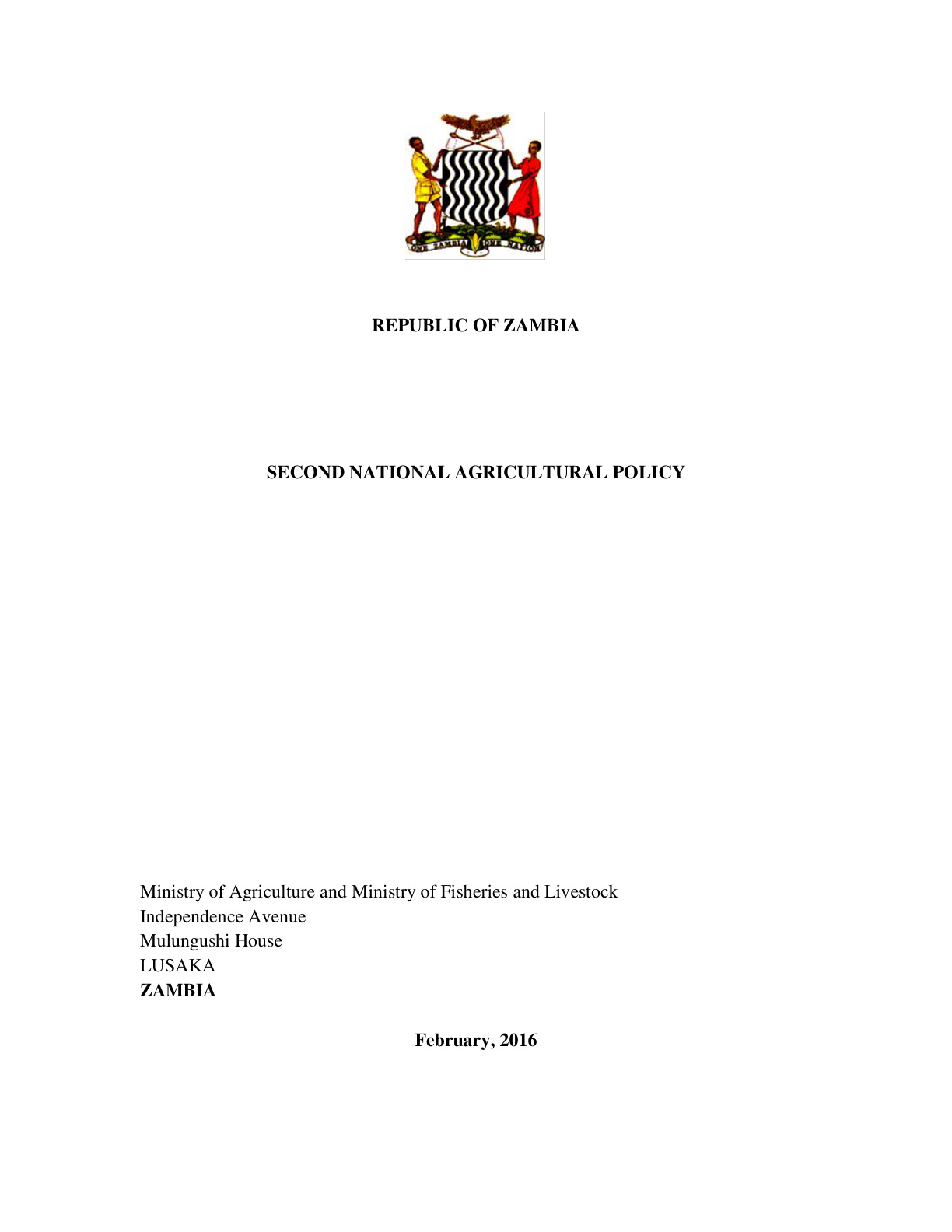 Second National Agricultural Policy cover
