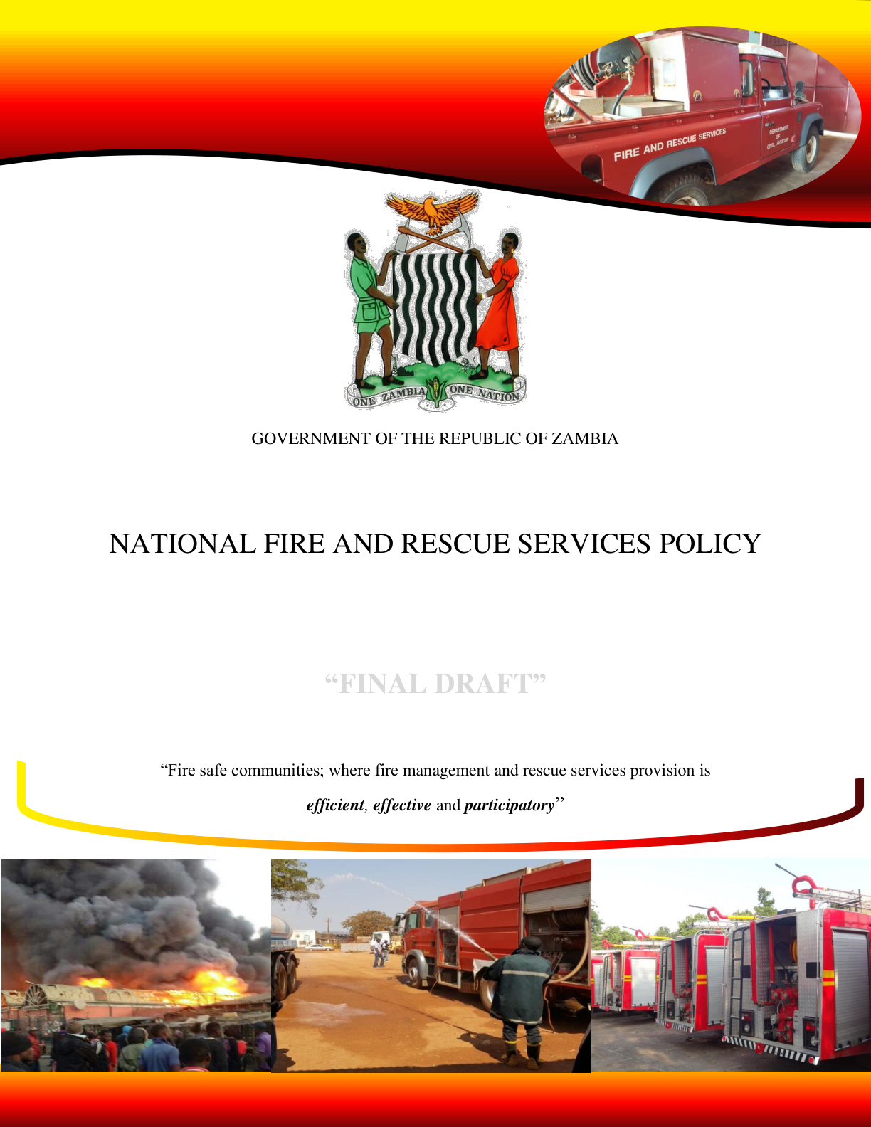 National Fire and Rescue Services Policy (Final Draft) cover