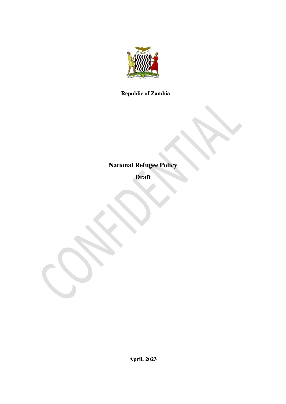 National Refugee Policy (Draft) cover