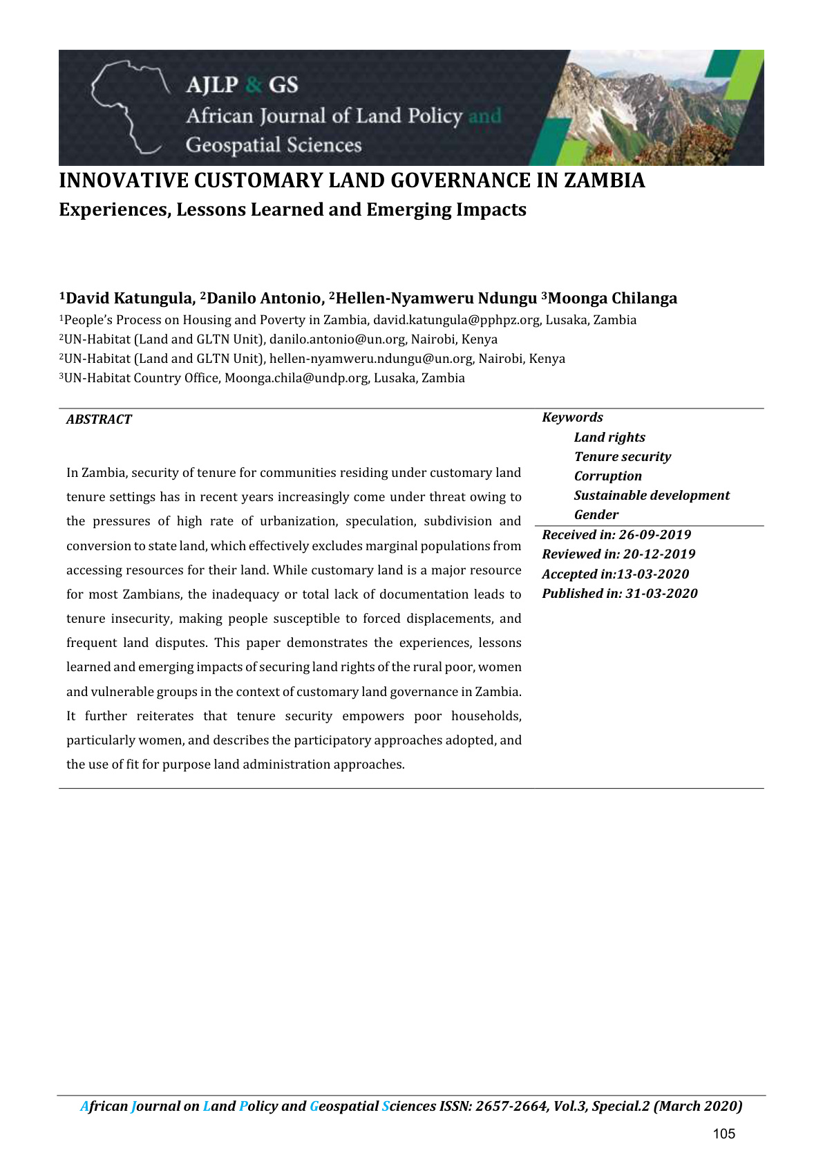 Innovative Customary Land Governance in Zambia: Experiences, Lessons Learned and Emerging Impacts cover