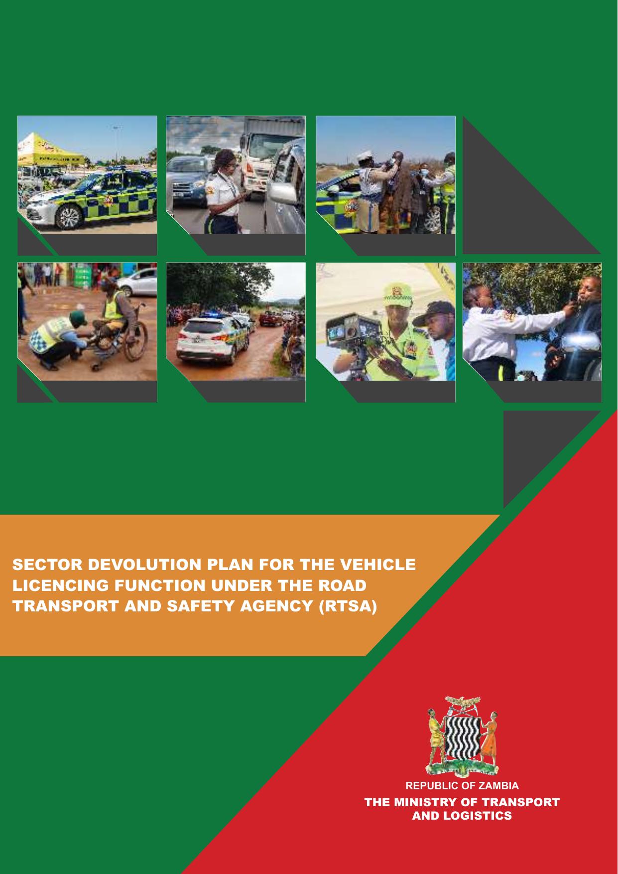 Sector Devolution Plan for the Vehicle Licencing Function Under the Road Transport and Safety Agency (RTSA) cover