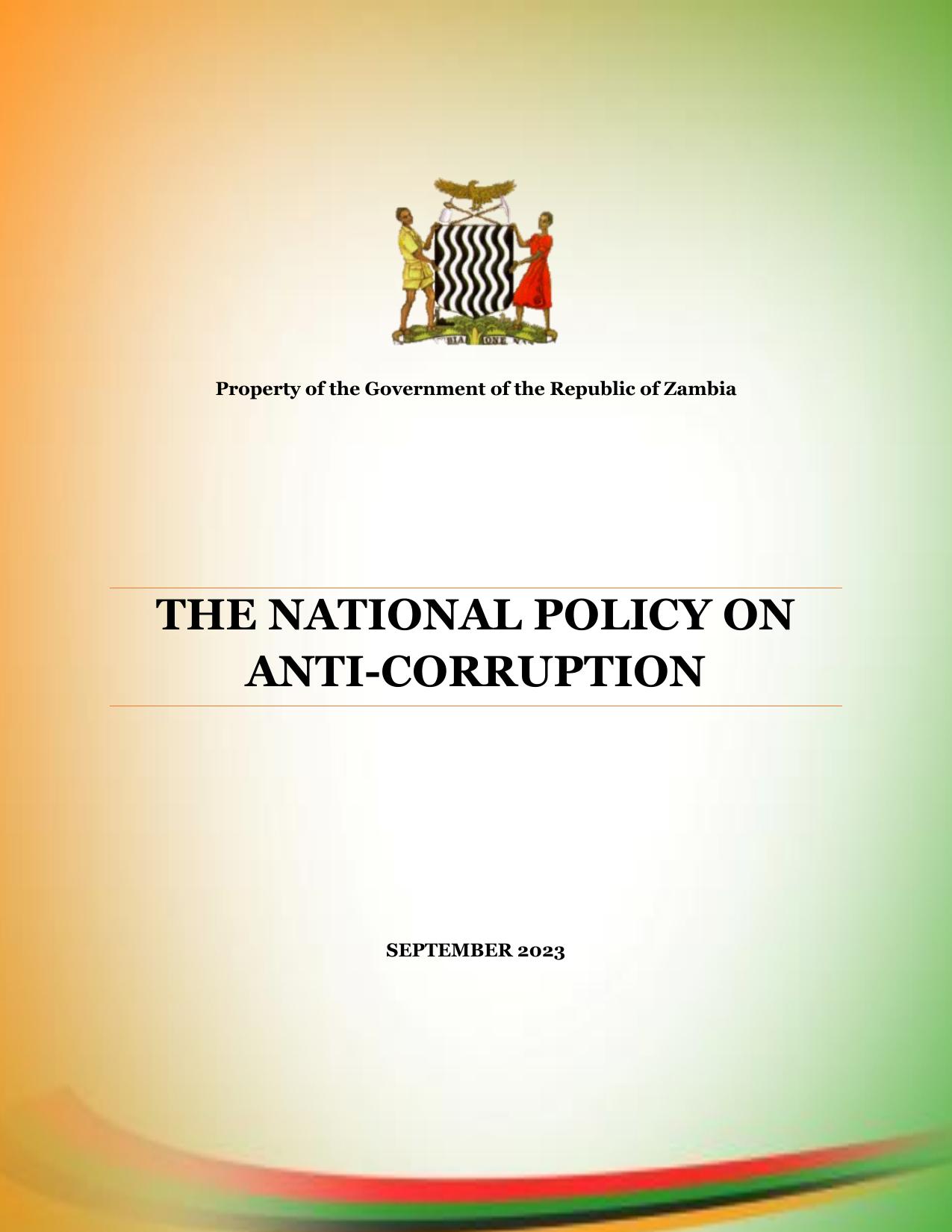 The National Policy on Anti-Corruption (September 2023) cover