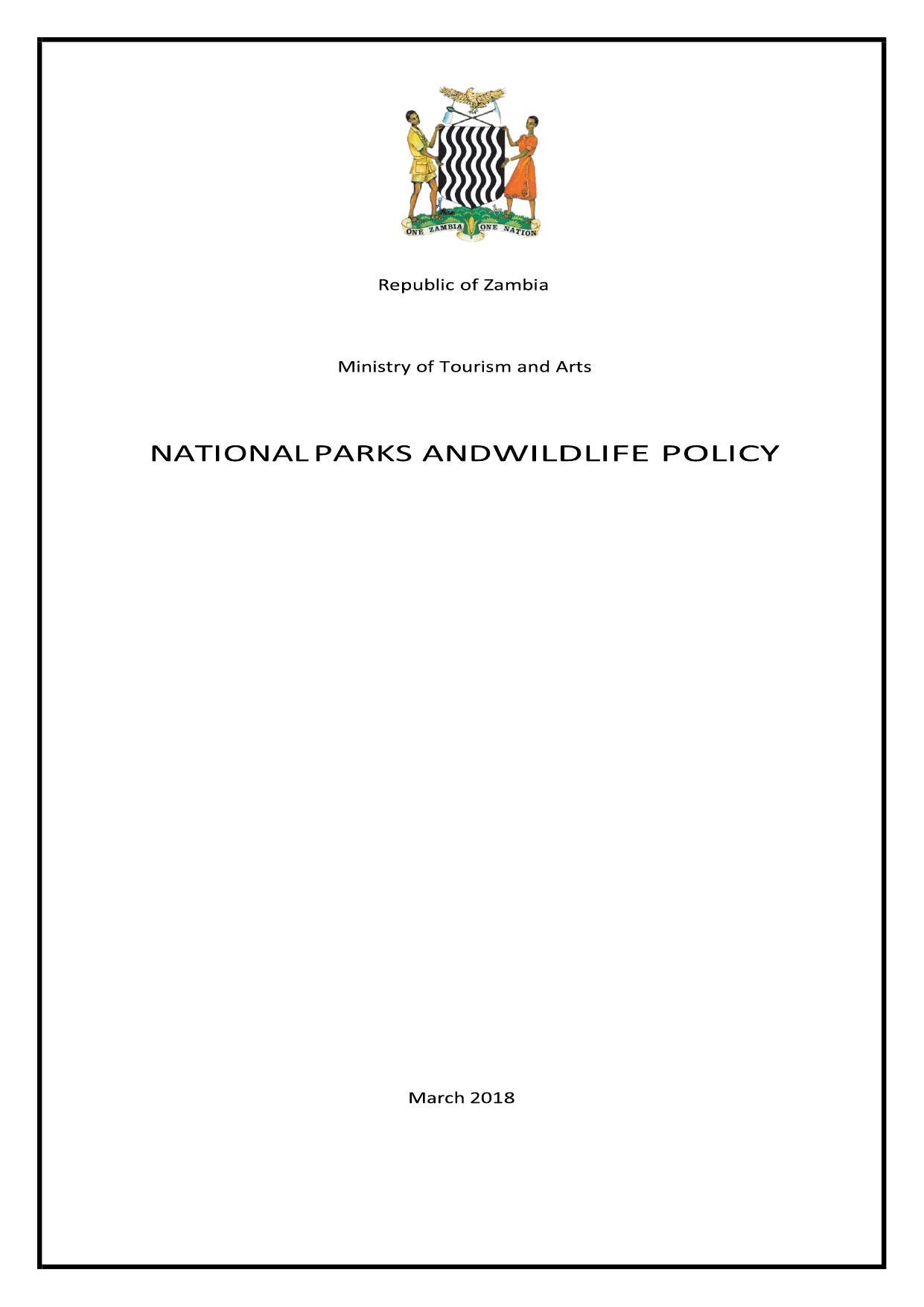 National Parks and Wildlife Policy 2018 cover