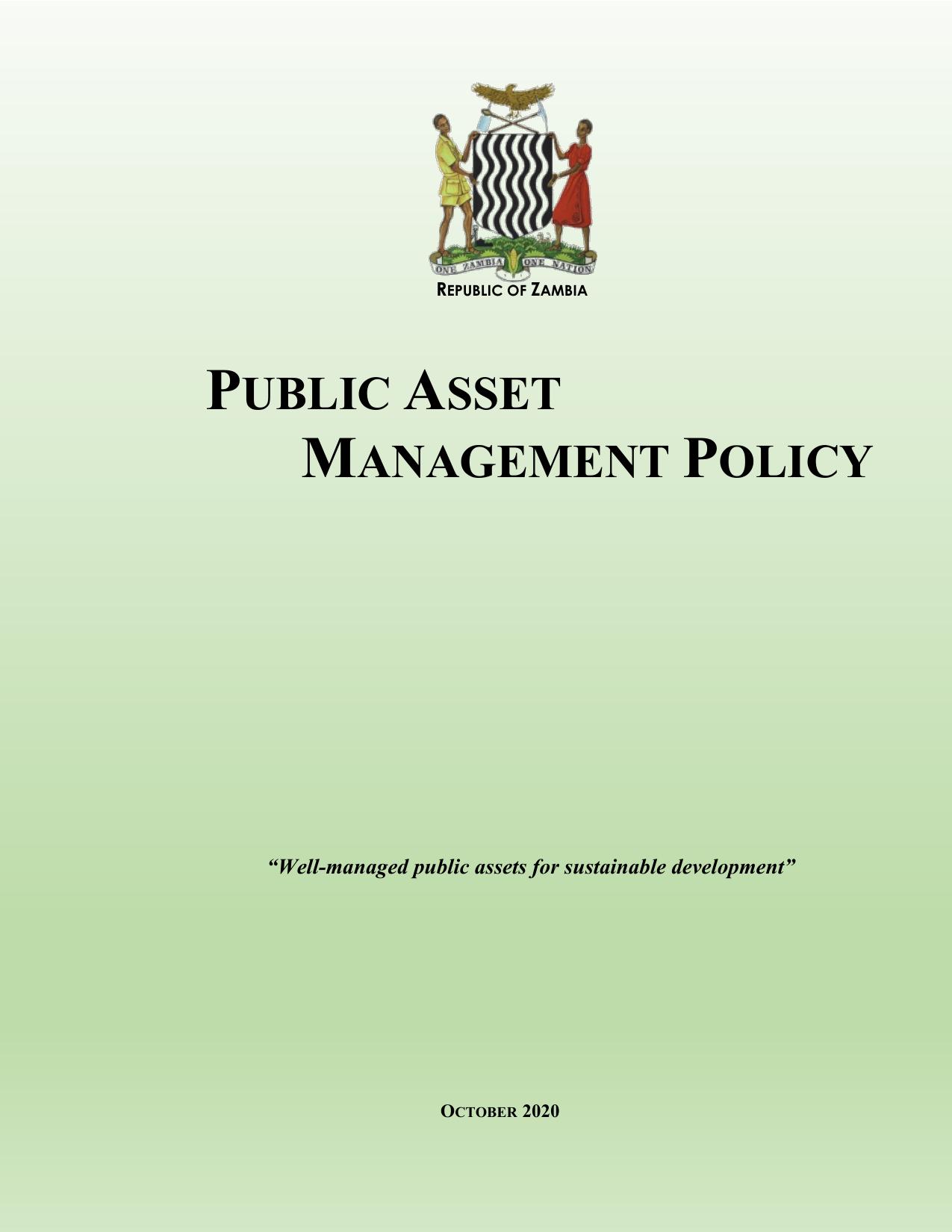 Public Asset Management Policy cover