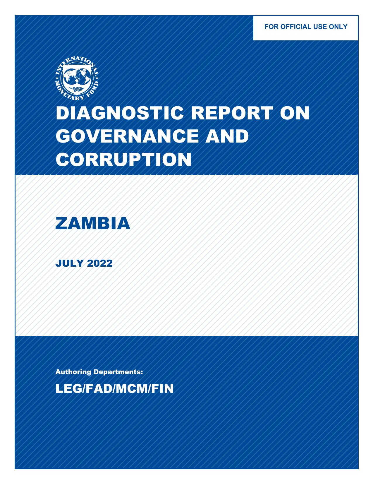 Diagnostic Report on Governance and Corruption in Zambia cover